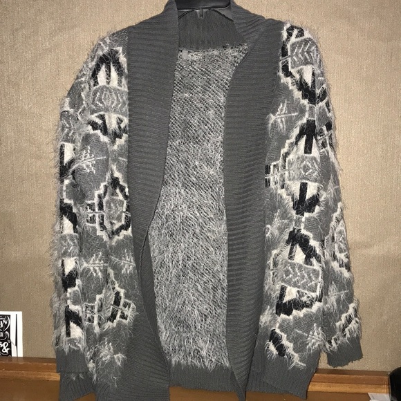 Charlotte Russe Sweaters - Grey Fuzzy Cardigan